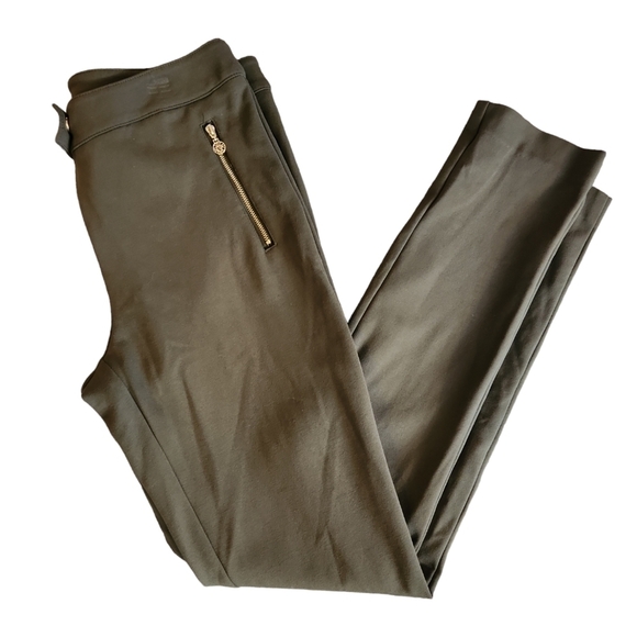 Anne Klein Olive Flat Front Skinny Pant - Picture 1 of 10